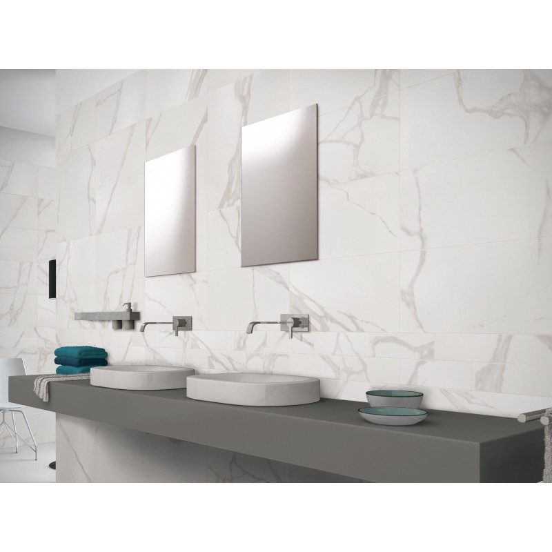 Carrelage sol et mur aspect marbre Statuario Mat 30x60 cm